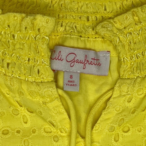 Lili Gaufrette Girls Yellow Dress Size 8 - Picture 4 of 6